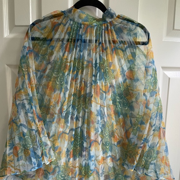 Vintage 60s Poncho; shear, pleated. - Picture 1 of 5